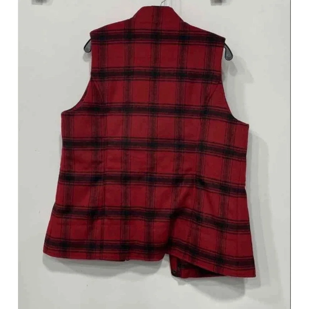 J.‎ Jill Red Buffalo Plaid Wool Blend Quilted Vest Womens Medium NWT